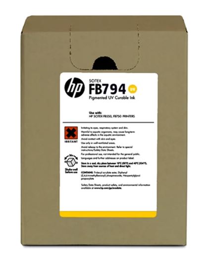 Box of HP Sotex FB794 ink with a label on a white background