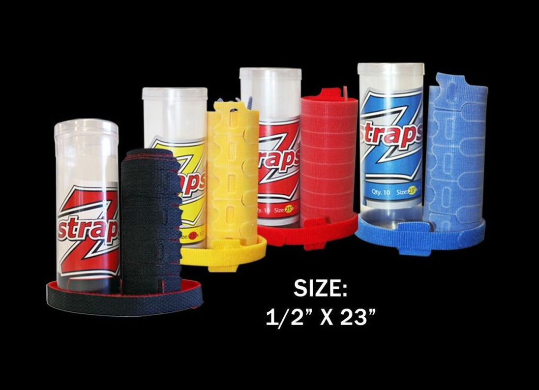 Collection of 7-Strap products in various colors on a black background with size information.
