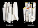 Comparison of paper storage problem on the left and solution on the right with labeled 'Problem' and 'Solution'.