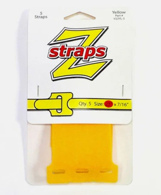 Packaged yellow straps with 'Z Straps' branding on a white background
