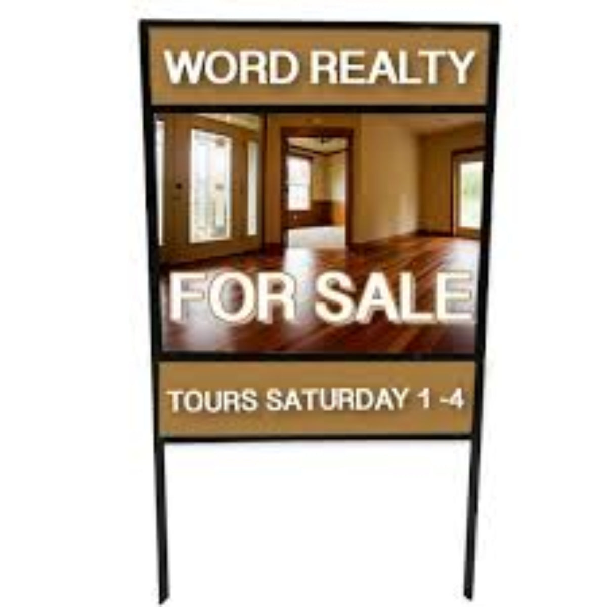 Sign Stake - Double Stake Sign Frame With Top & Bottom Rider
