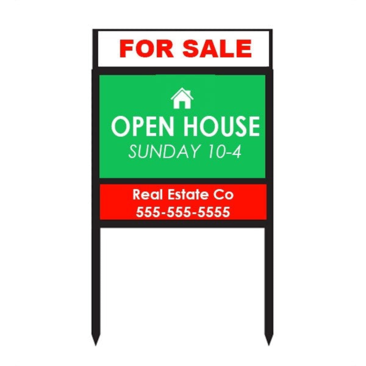 Sign Stake - Double Stake Sign Frame With Top & Bottom Rider