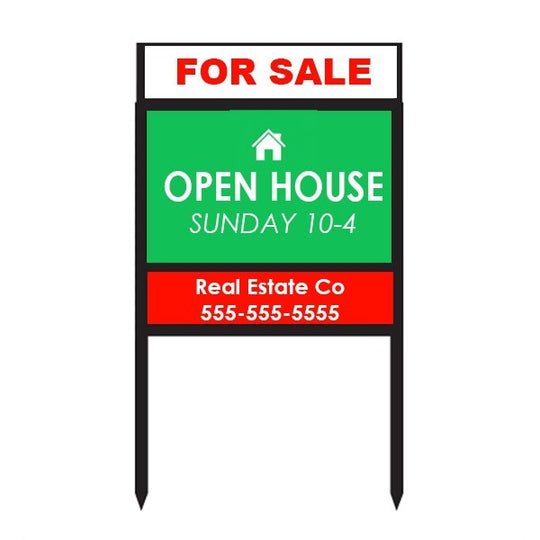 Sign Stake - Double Stake Sign Frame With Top & Bottom Rider